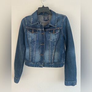 Lucky brand dark blue wash Jean jacket cotton blend Sz S